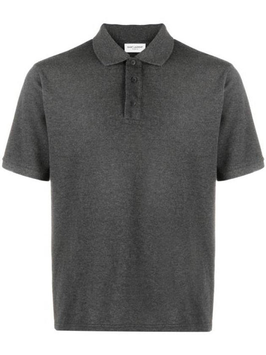 Luxury Saint Laurent Trending 2025 Cassandre Cotton Polo Shirt Grey