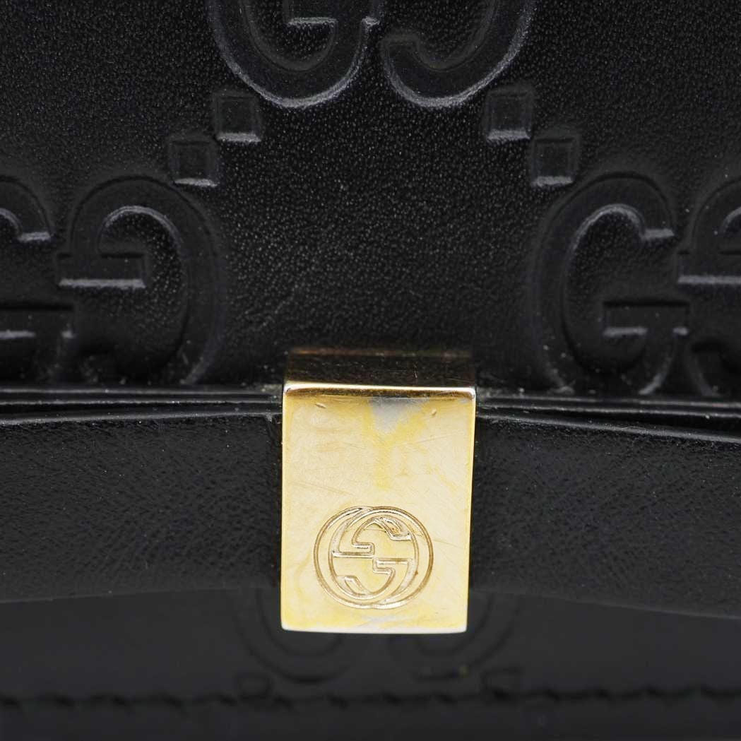 GUCCI Signature Bowy Emblem Mini GG Leather Wallet On Chain Black 431408