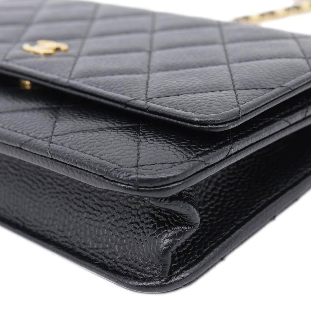 CHANEL Wallet On Chain Quilted Caviar Leather Crossbody Bag Black