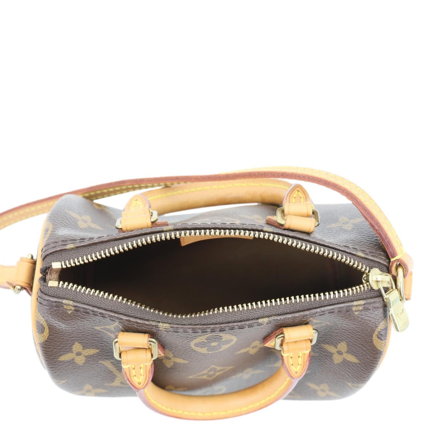 LOUIS VUITTON Nano Speedy Bandouliere Monogram Canvas Crossbody Bag Brown