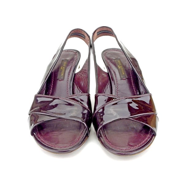 LOUIS VUITTON Sandals Purple Brown Gold #34 Wedge sole 34