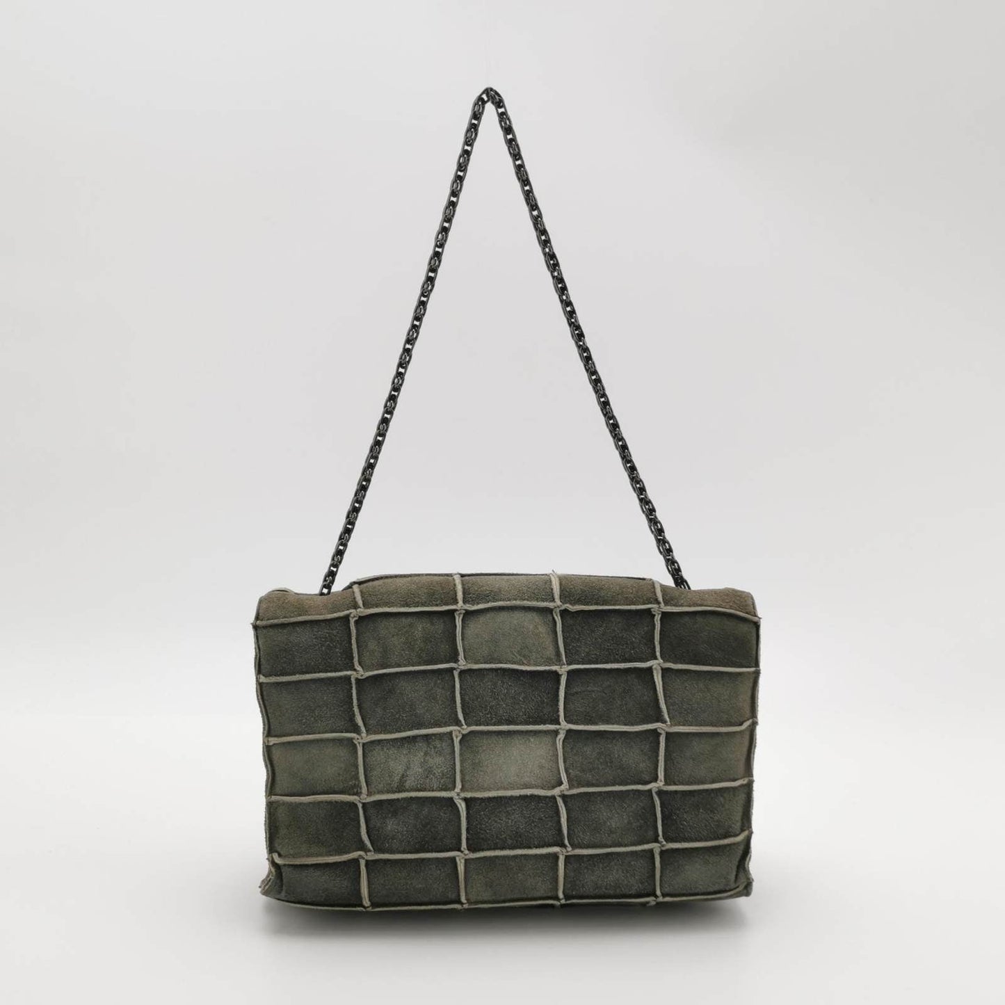 Chanel 2.55 Flap Bag Vintage Chocolate Bar 1997 Medium Suede Green