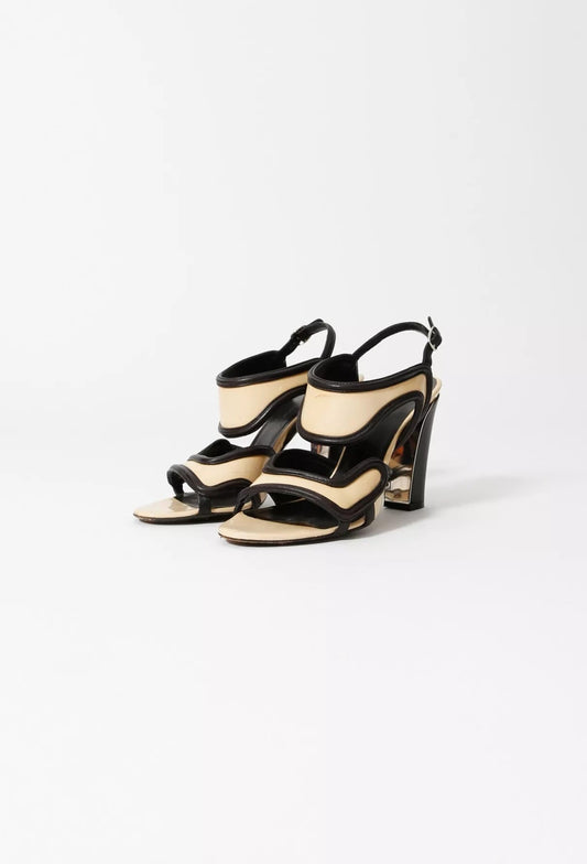 BALENCIAGA BEUGE LEATHER STRAPPY SANDALS