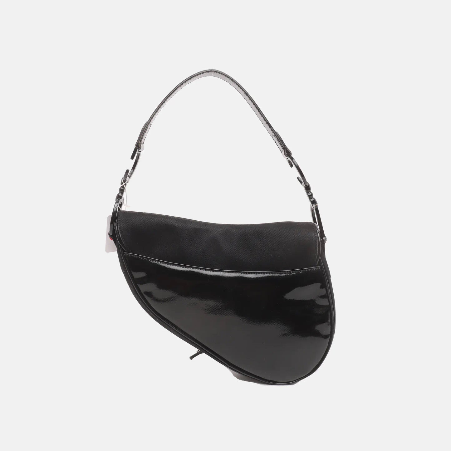 Dior Saddle Vintage So Black Fabric and Patent Leather Shoulder Bag