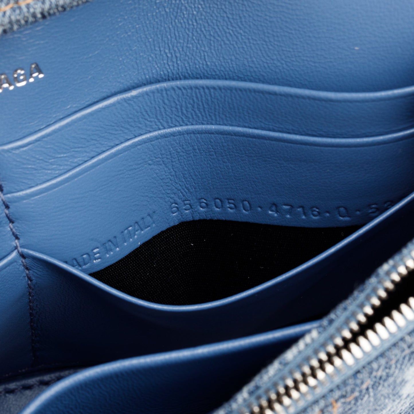 Balenciaga Blue BB Denim Hourglass Wallet on Chain