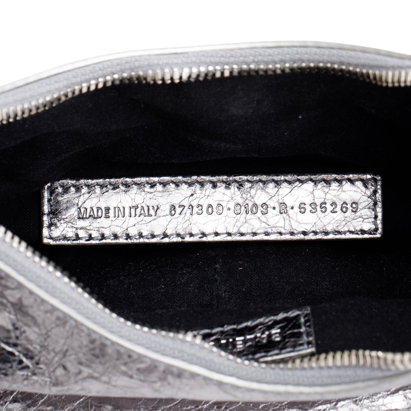 Balenciaga Metallic Silver Arena Calfskin Leather Le Cagole XS Shoulder Bag
