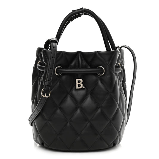 BALENCIAGA B QUILTED NAPPA LEATHER BUCKET BAG