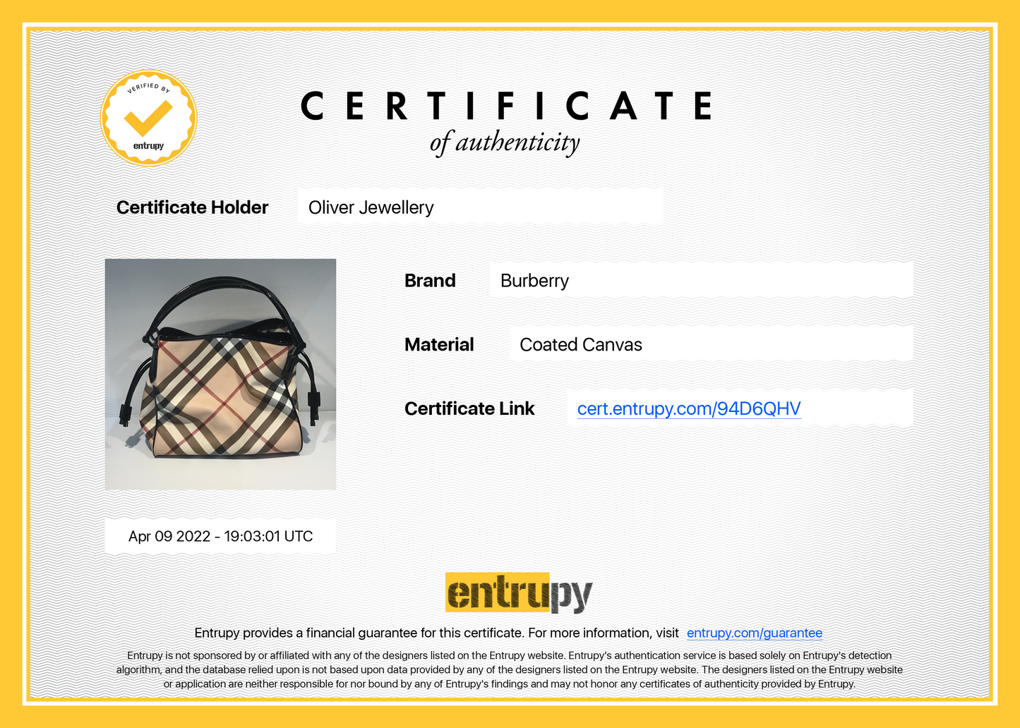 Burberry Nova Check Drawstring Bag