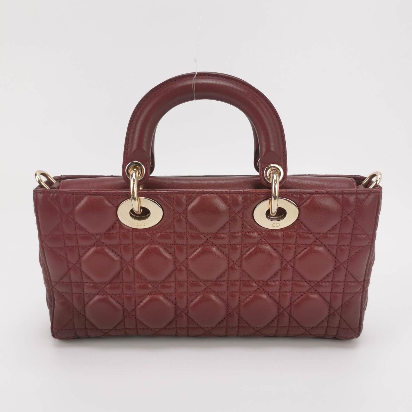 Lady D-Joy Medium Handbag Burgundy Lambskin Cannage Leather