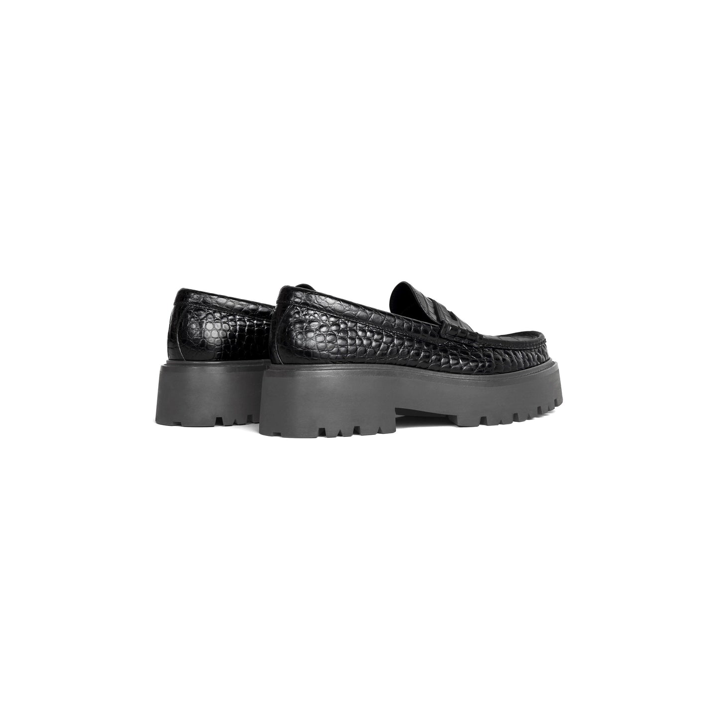 CÉLINE BULKY PENNY CROC EMBOSSED STAMPED CALFSKIN CHUNKY LOAFERS