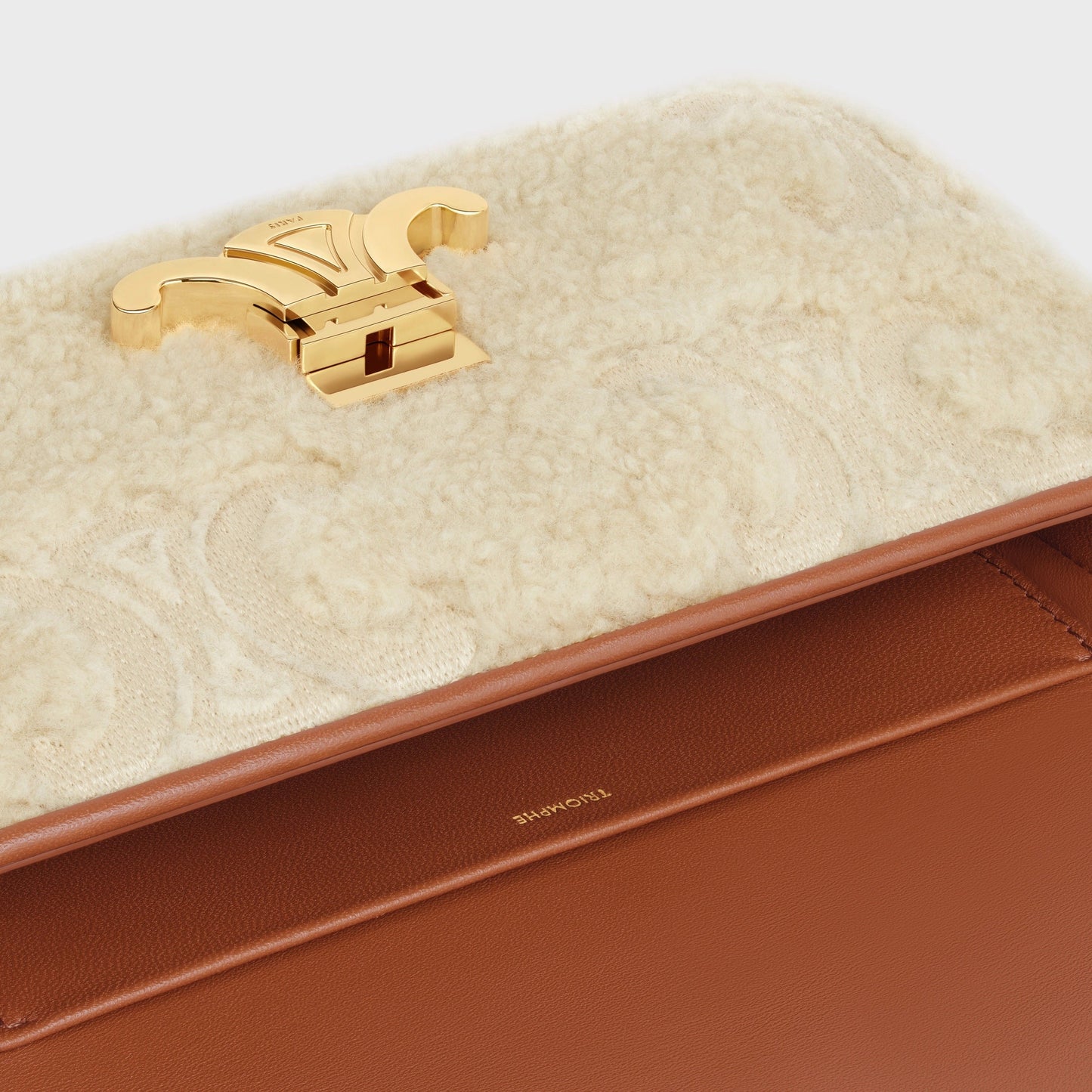 CÉLINE CLAUDE SHEARLING EMBROIDERED TRIOMPH SHOULDER BAG