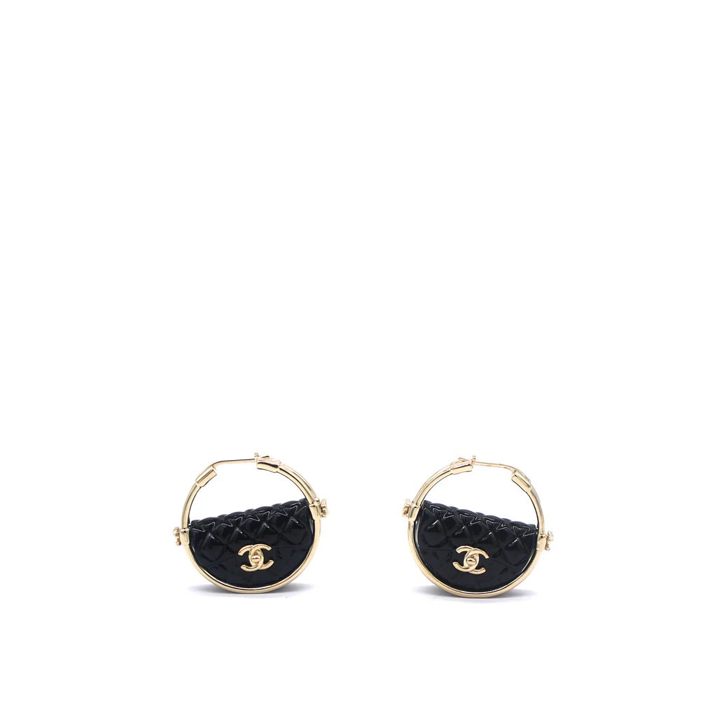 CHANEL CC CRUISE COLLECTION QUILTED FLAP BAG HOOP EARRINGS