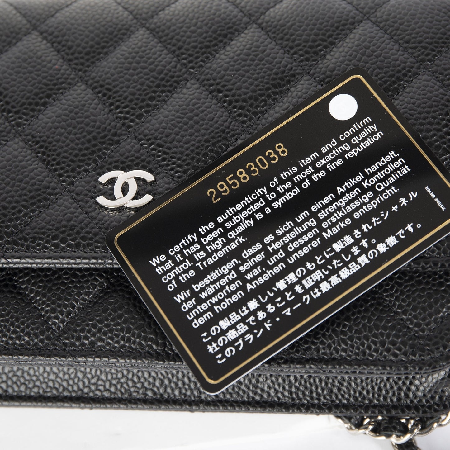Chanel 2020 Black Caviar Classic Wallet on Chain