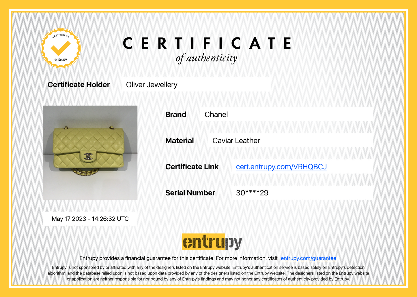 Chanel 2020 Yellow Caviar Classic Medium Double Flap Bag