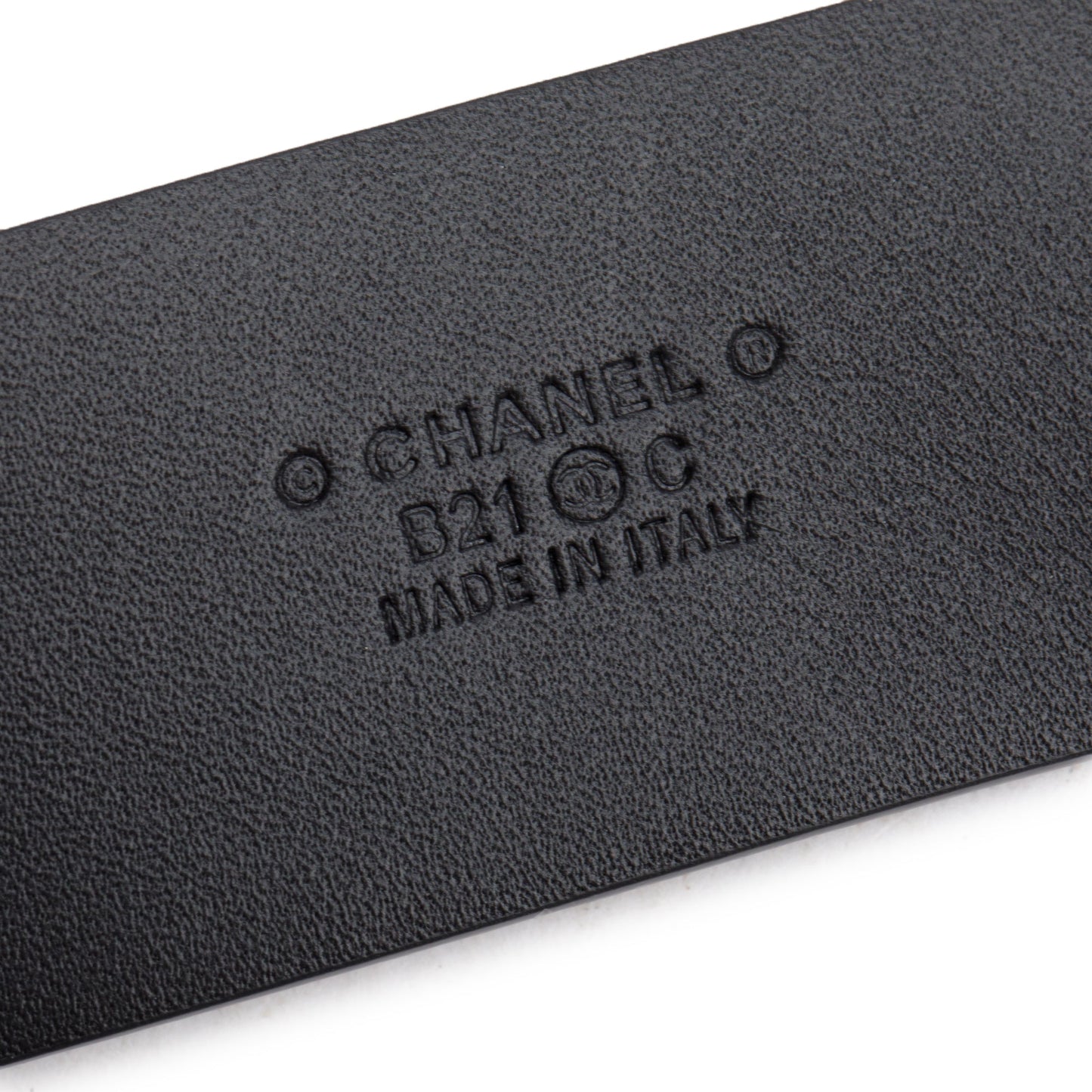 Chanel 2021 Black Calfskin Leather Strass CC Buckle Belt 70 28