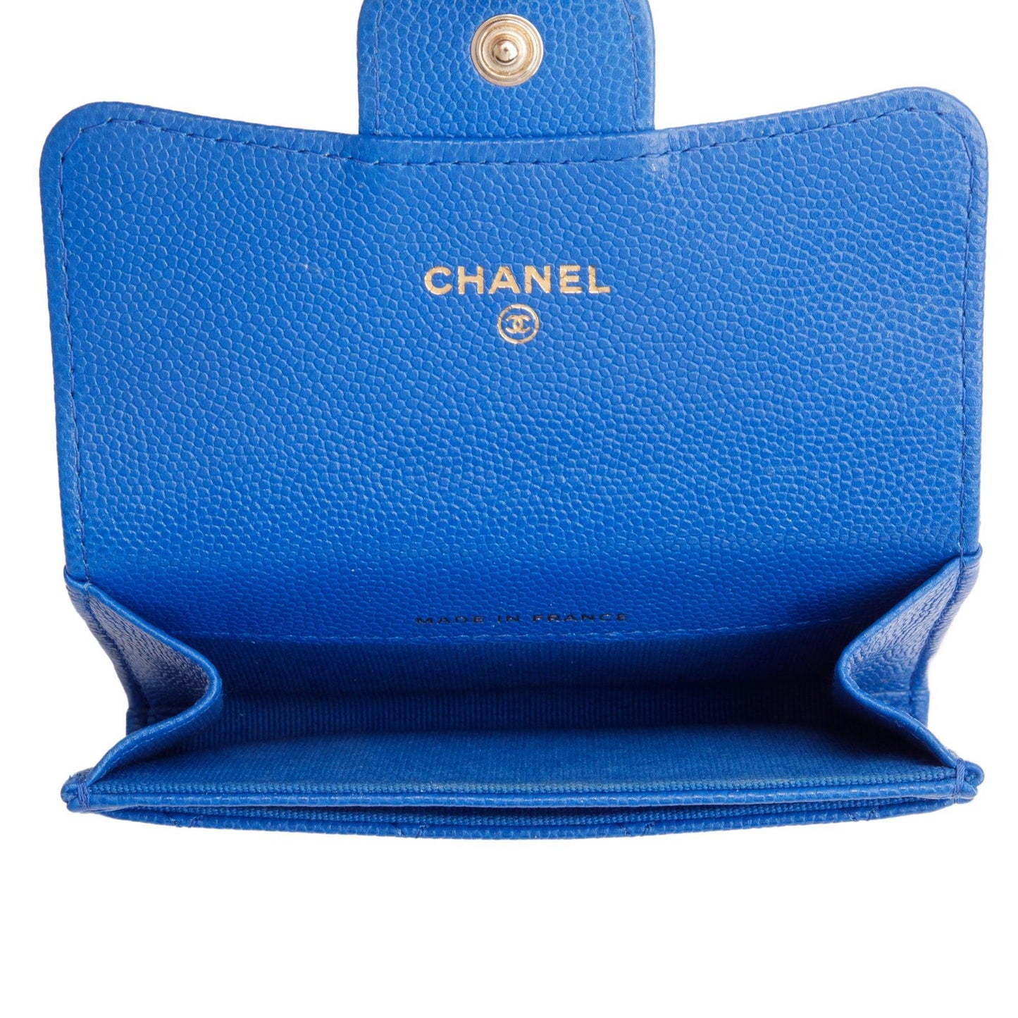 Chanel 2023 Blue Caviar Leather Classic Flap Card Holder