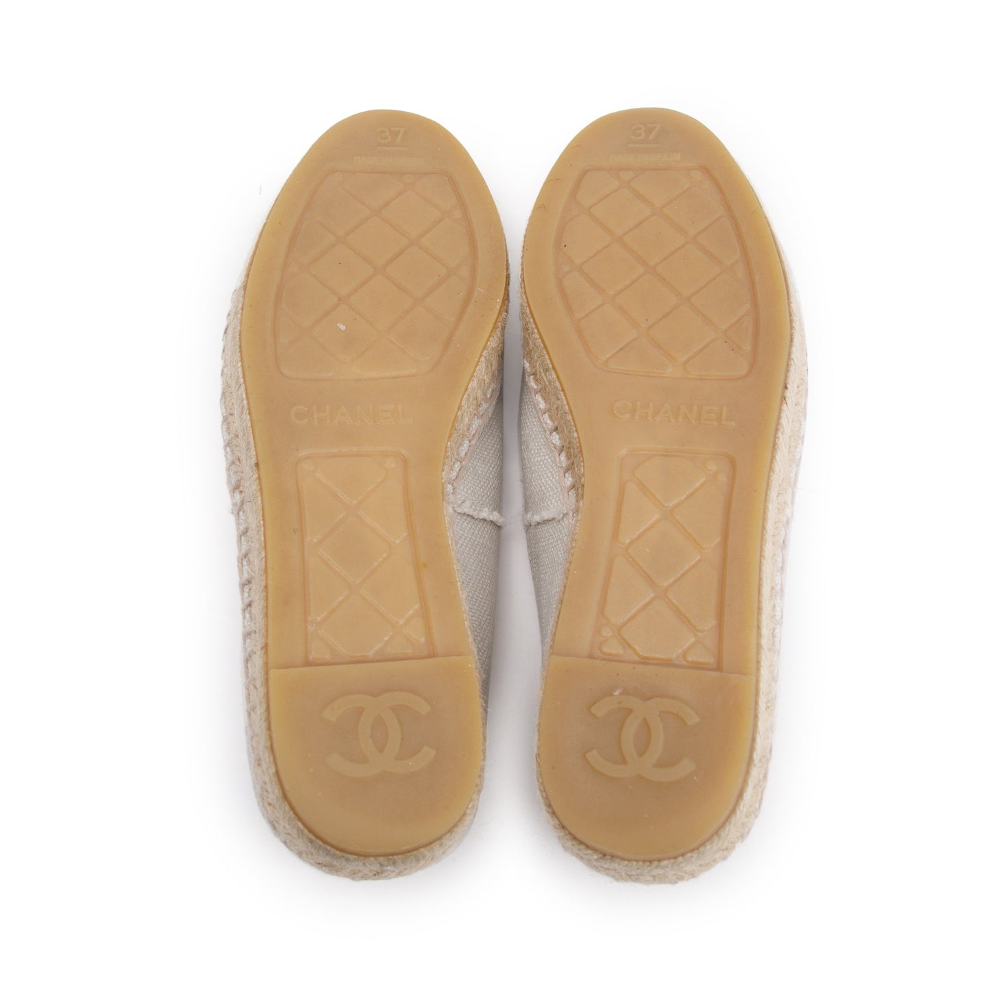 Chanel Beige/Black Canvas Interlocking CC Logo Espadrilles, Size 37