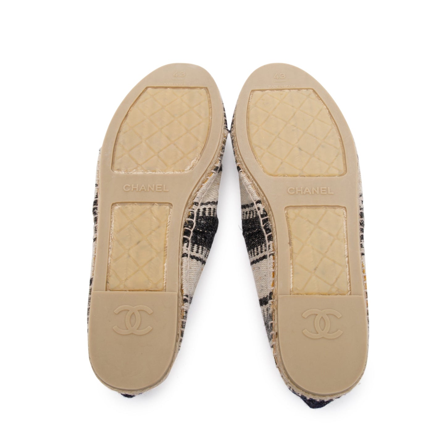 Chanel Beige/Black Wool Tweed Lambskin Espadrilles, Size 43