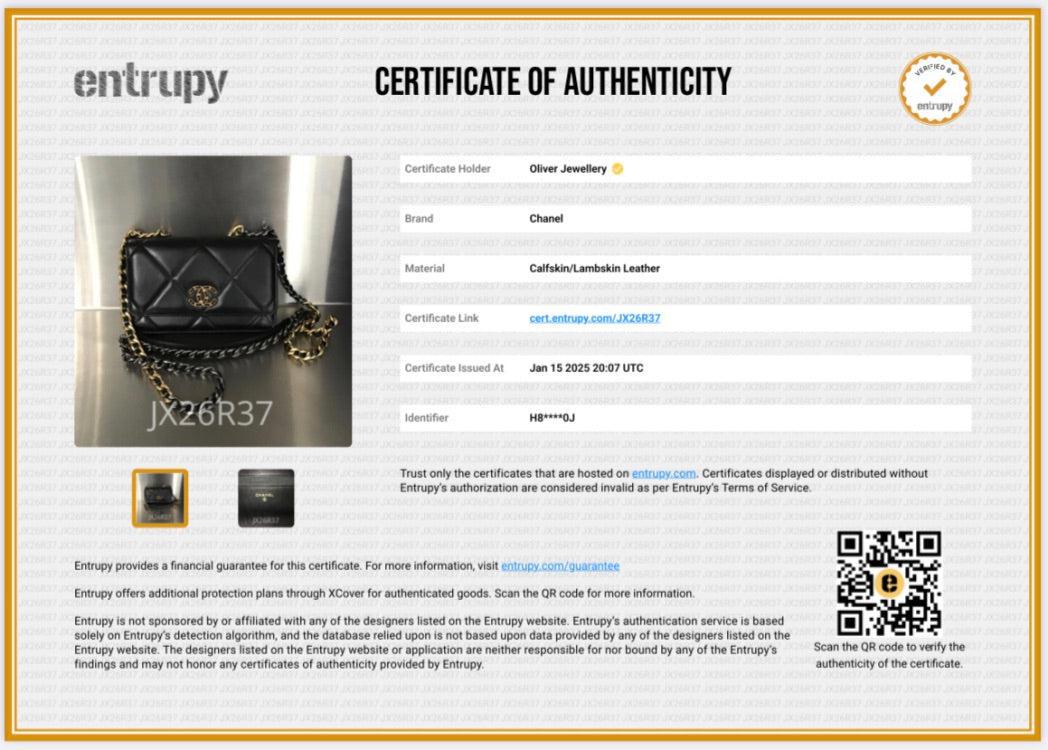 Chanel Black Lambskin Leather 19 Wallet On Chain