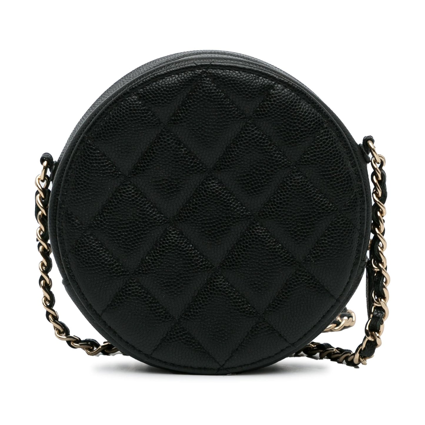 Chanel CC Quilted Caviar Round Clutch With Chain (SHG-Uqg8kK)