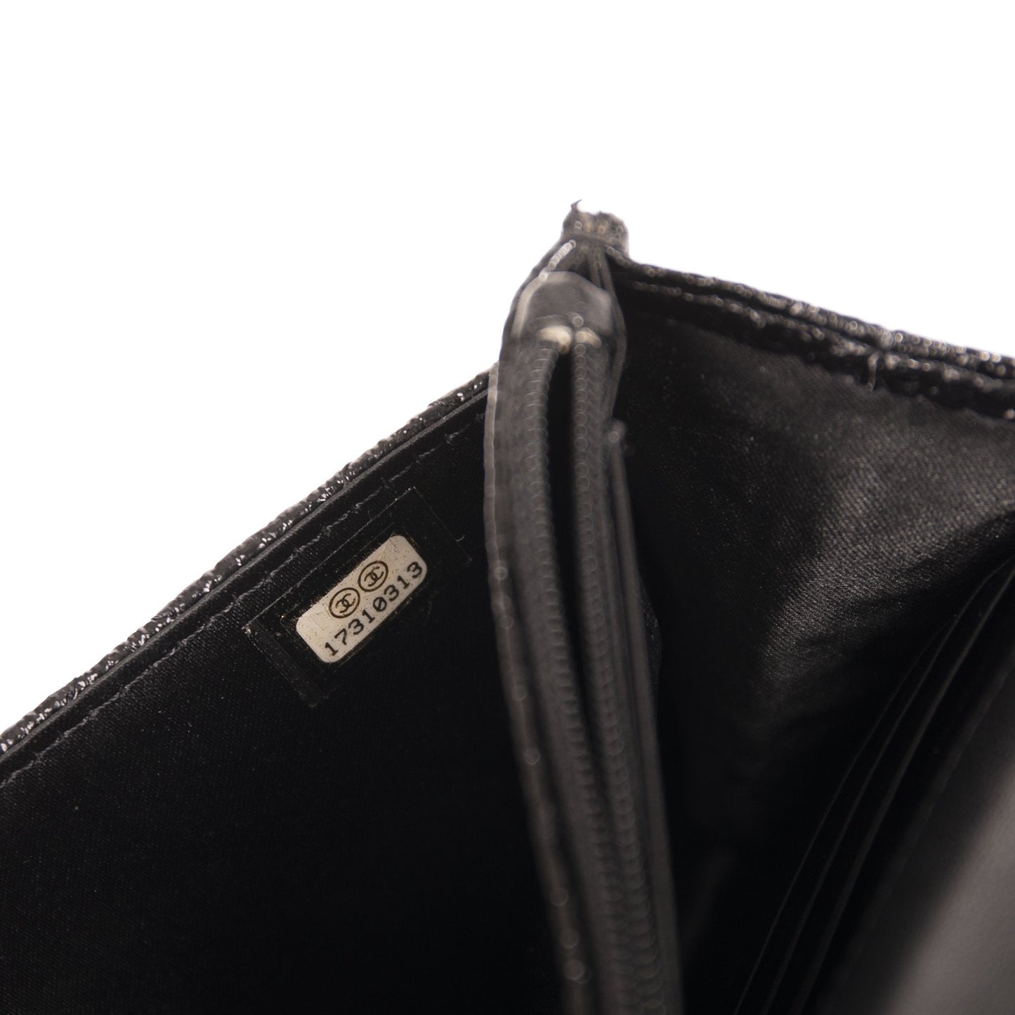 Chanel Distressed Patent Classic Wallet on Chain