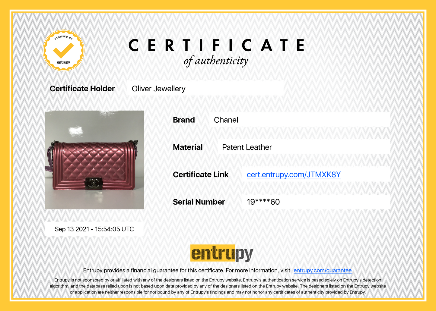 Chanel Medium Patent Boy Bag