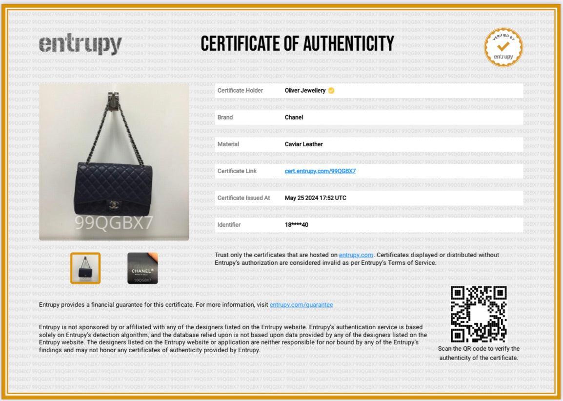 Chanel Navy Quilted Caviar Leather Classic Maxi Double Flap Bag