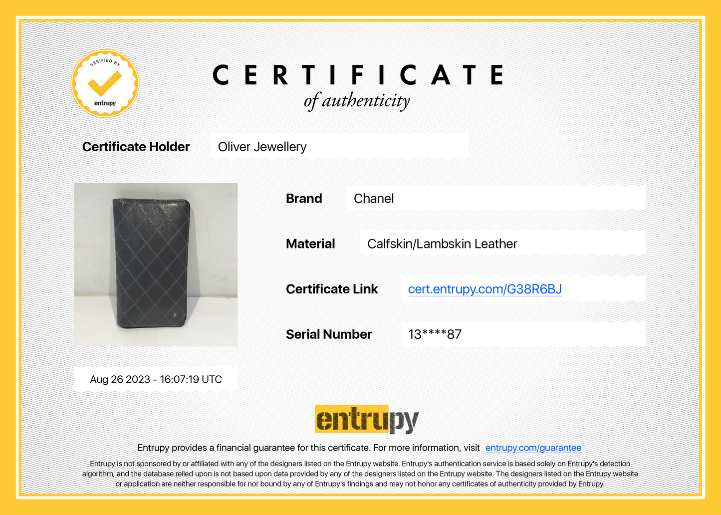 Chanel Quilted Calfskin/Lambskin Leather Yen Wallet