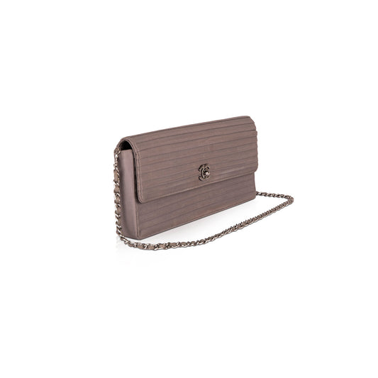 Chanel Satin Horizontal Quilt E/W Flap Bag