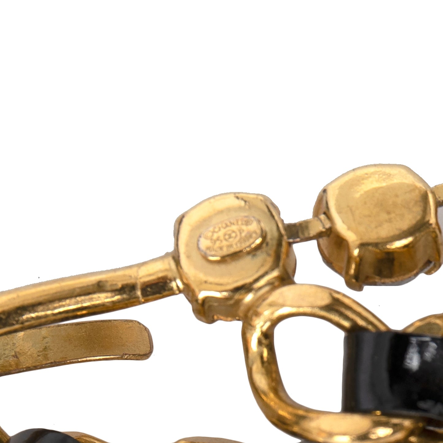 Chanel Vintage 1995 Strass CC Logo Chain-Link & Leather Belt