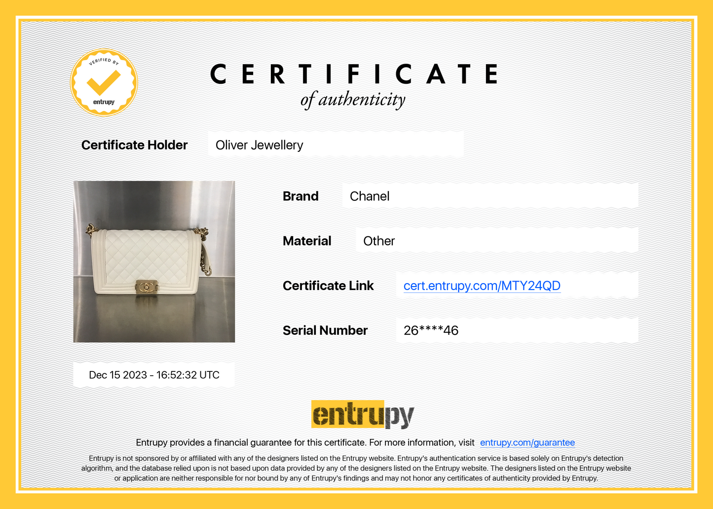 Chanel White Calfskin Leather Medium Boy Bag