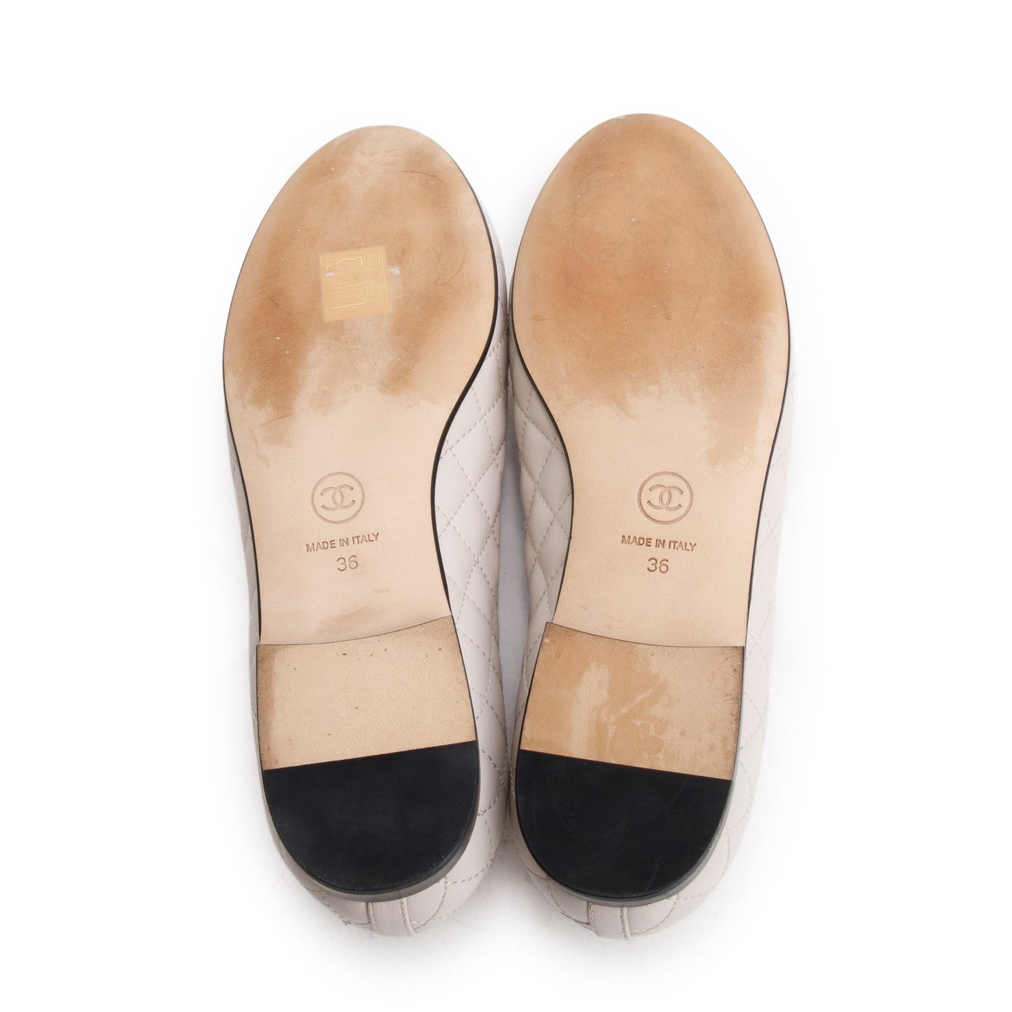 Chanel White Calfskin Leather Quilted CC Logo Loafer, Size 36