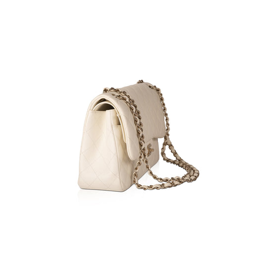 Chanel White Caviar Classic Jumbo Double Flap Bag
