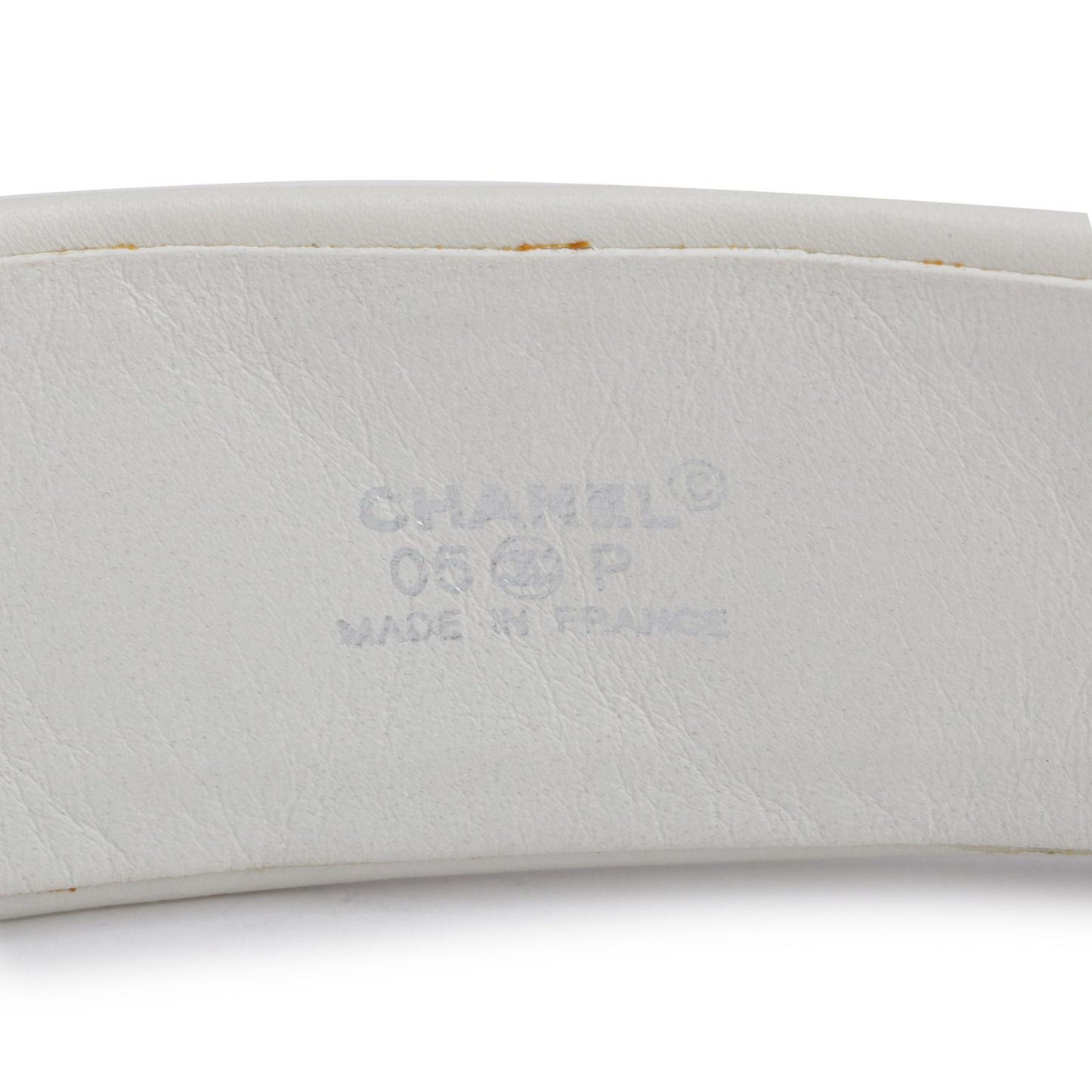 Chanel White Quilted Lambskin Leather Interlocking CC Logo Oval Buckle Belt 80 38