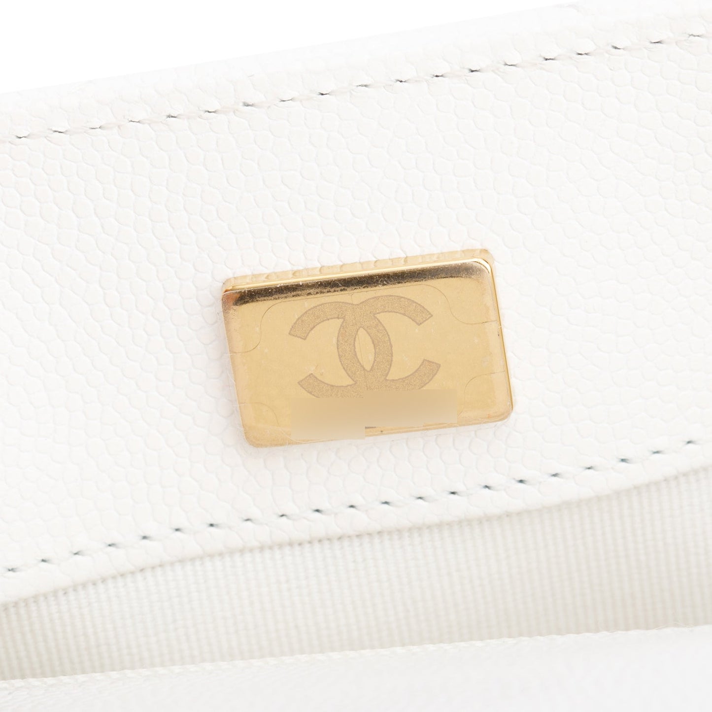 Chanel White Quilted Caviar Leather Small CC Side Note Flap Bag