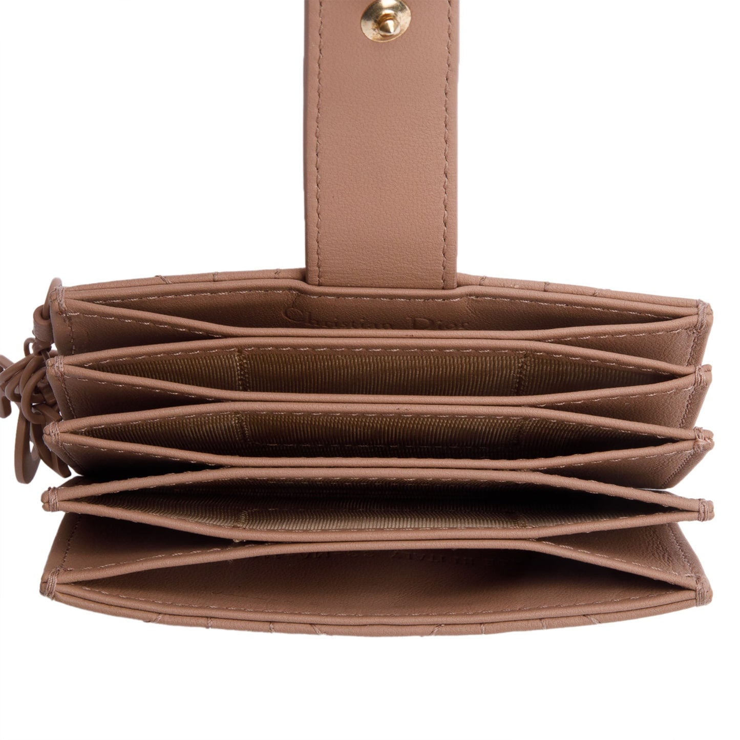 Christian Dior Beige Cannage Leather Lady Dior Jasmin Card Holder