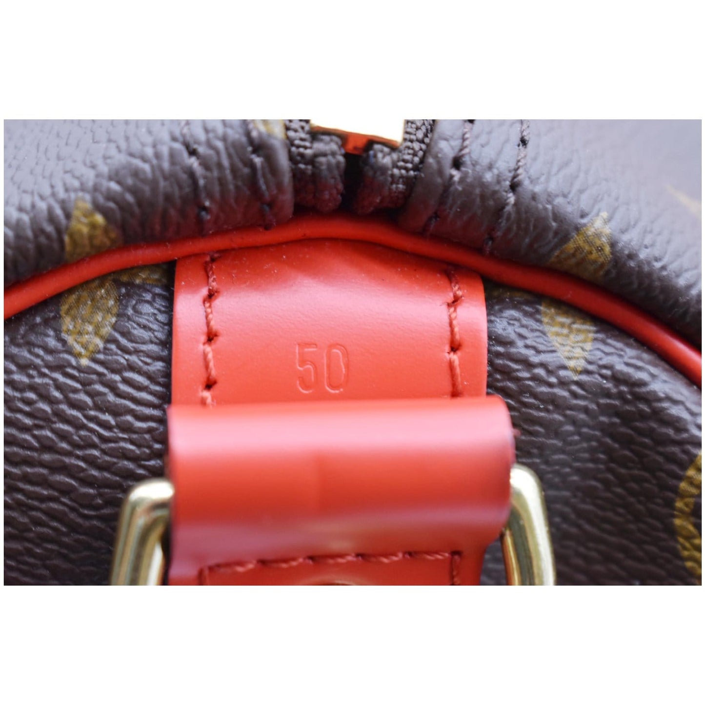 LOUIS VUITTON Keepall 50 Bandouliere Monogram Travel Bag Coquelicot