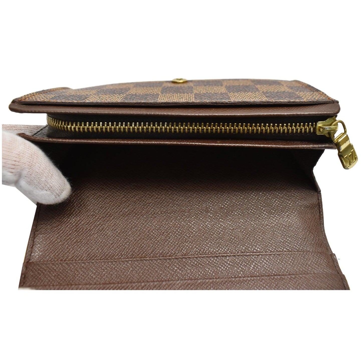 LOUIS VUITTON Porte Monnaie Damier Ebene Billets Tresor Wallet Brown