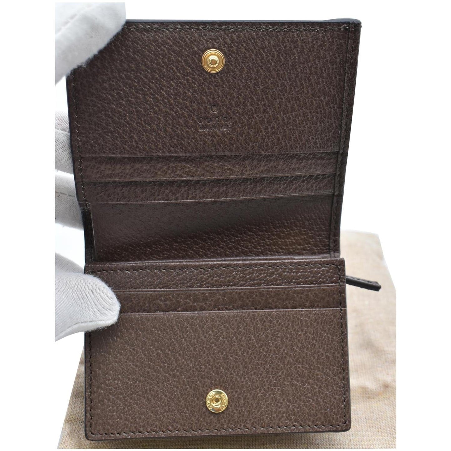 GUCCI Ophidia GG Card Case Wallet Beige