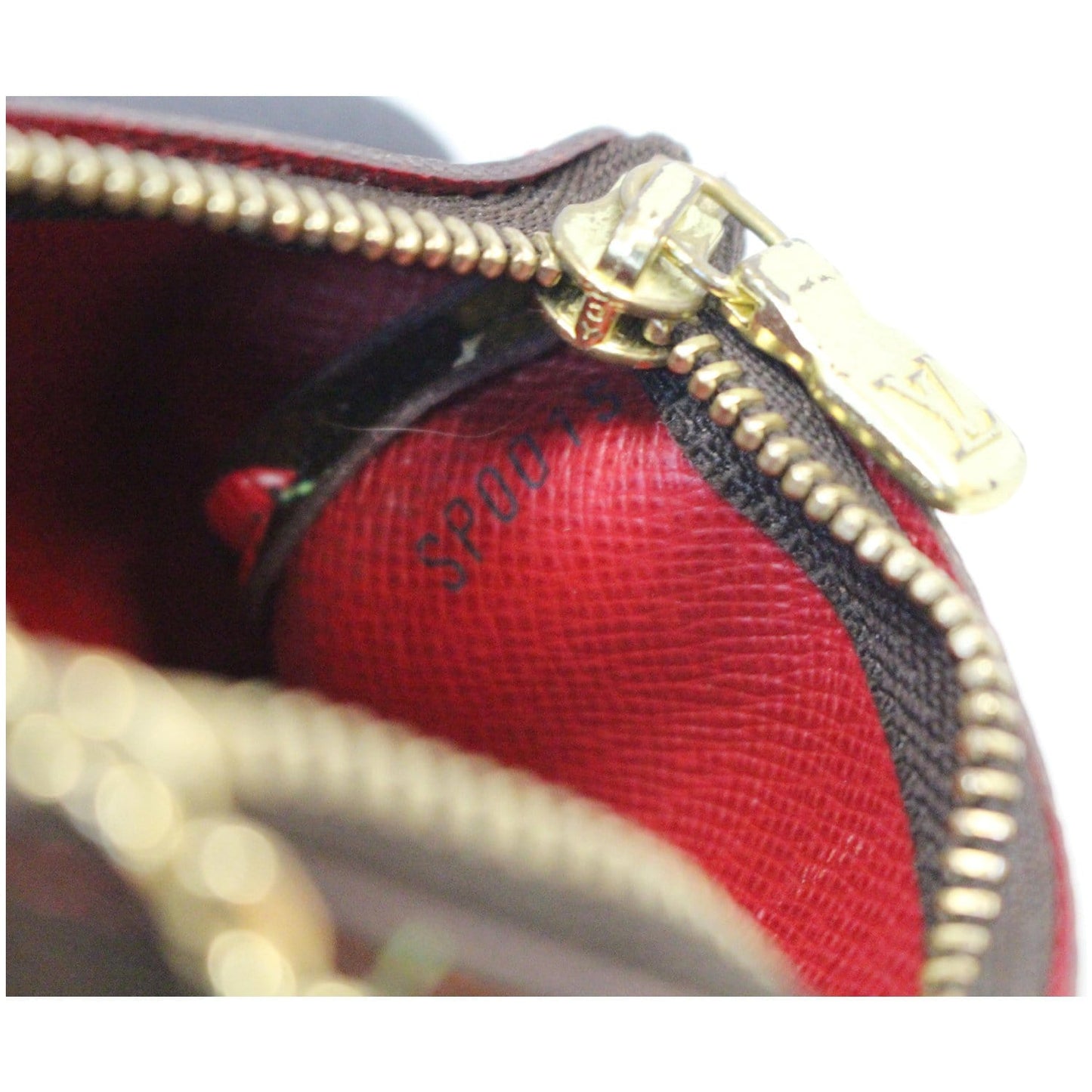 LOUIS VUITTON Key Pouch Cerises Cherry Monogram Coin Purse Brown