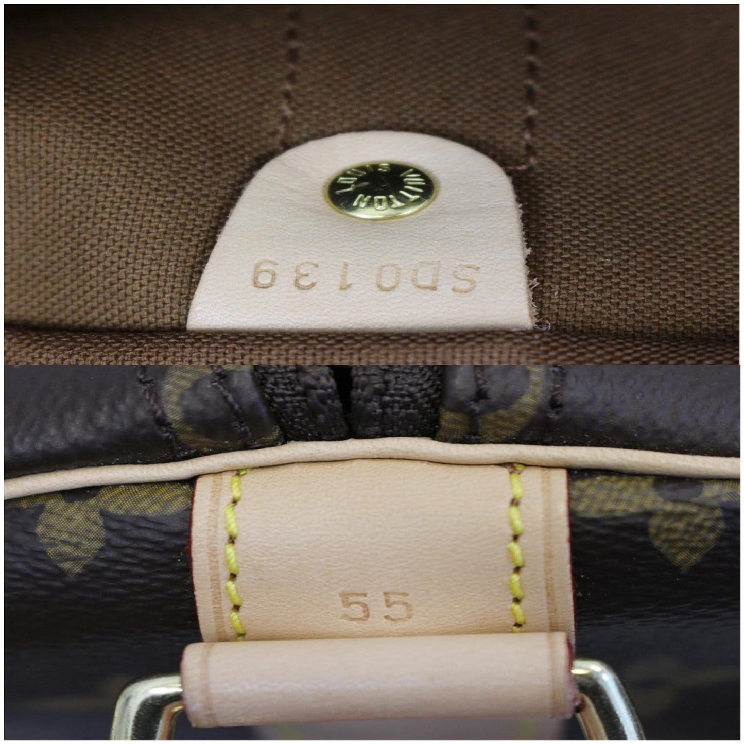 LOUIS VUITTON Keepall 55 Bandouliere Monogram Canvas Travel Bag Brown