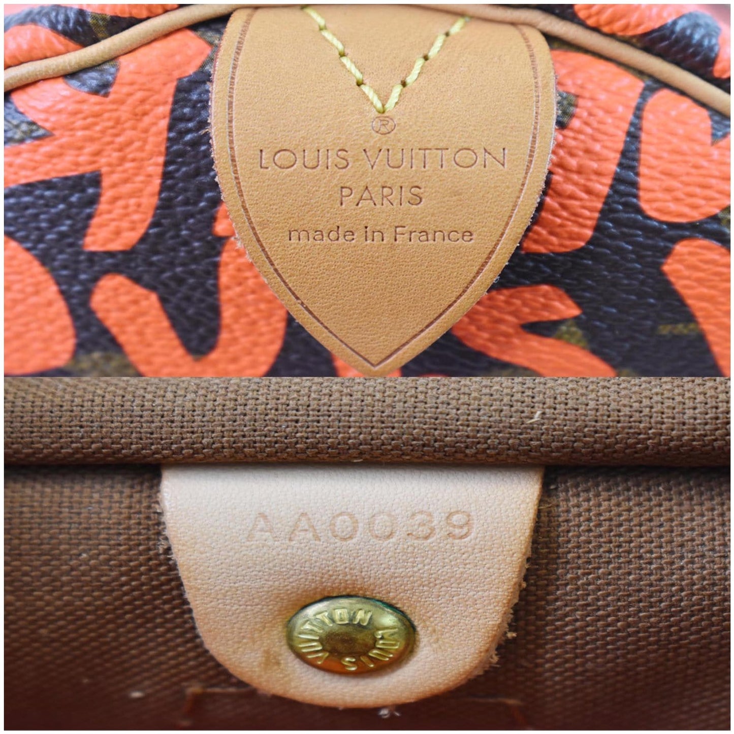 LOUIS VUITTON Speedy 30 Graffiti Monogram Satchel Bag Orange