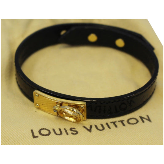 LOUIS VUITTON Logomania Vernis Leather Bracelet 19 Black