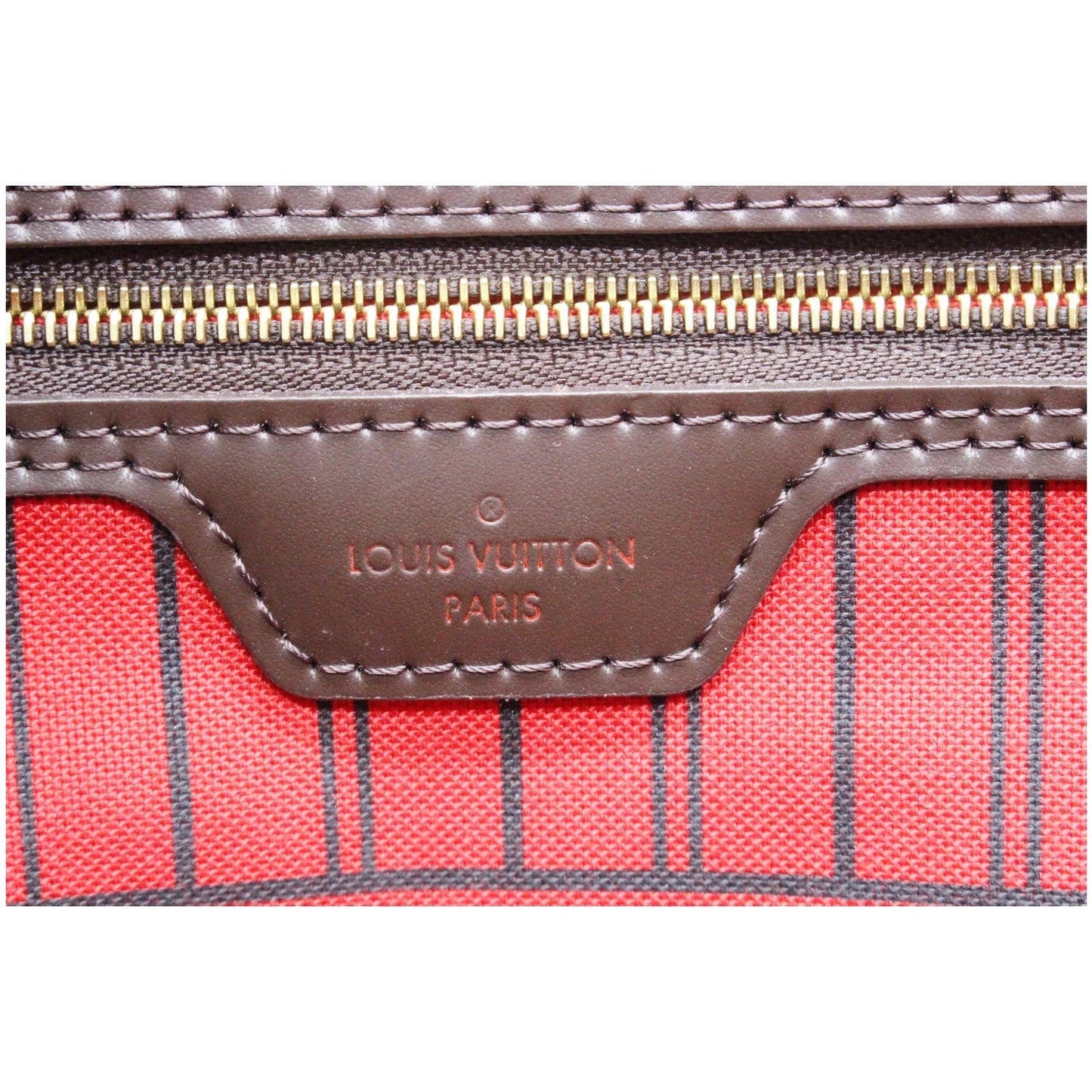 LOUIS VUITTON Neverfull MM Damier Ebene Tote Bag Brown