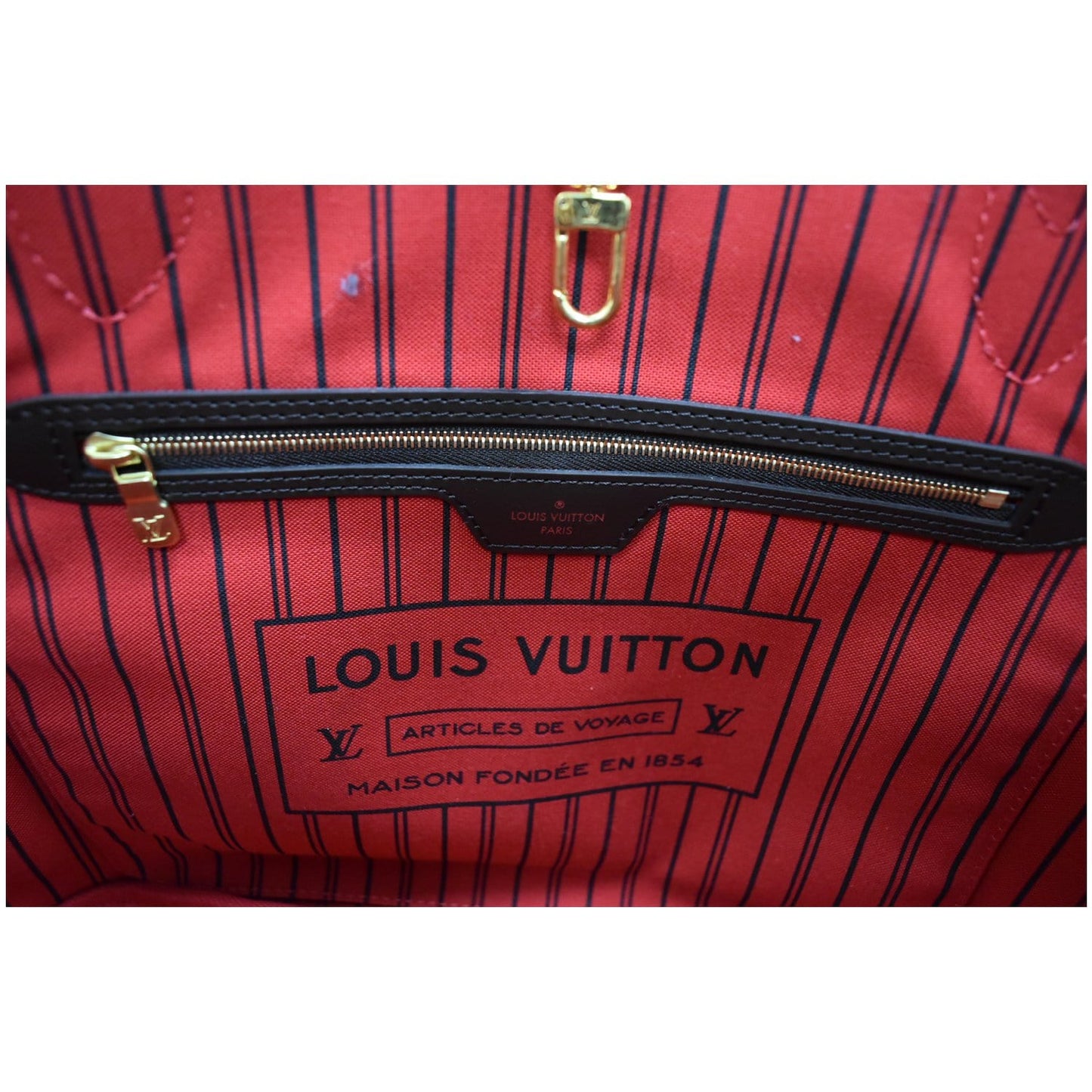 LOUIS VUITTON Neverfull MM Damier Ebene Brown Tote Bag Brown