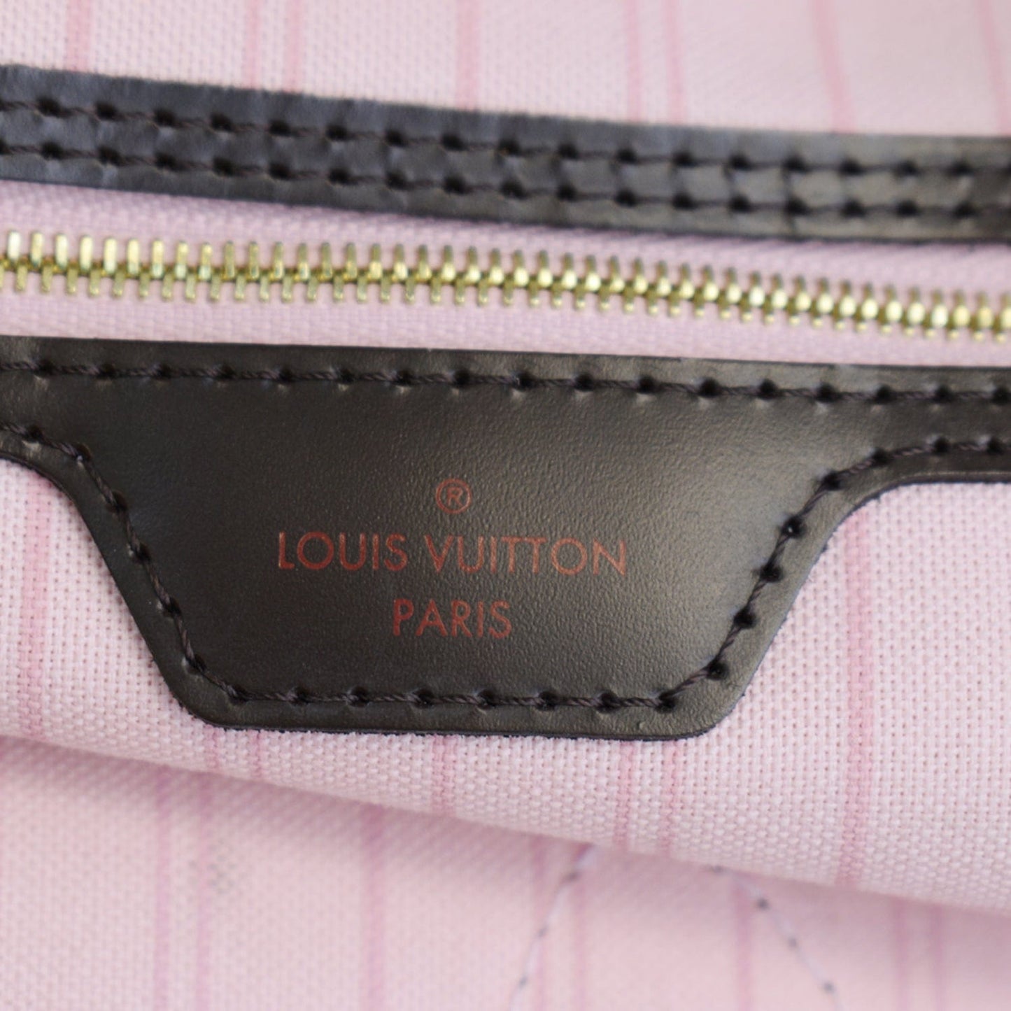 LOUIS VUITTON Neverfull MM Damier Ebene Tote Bag Brown