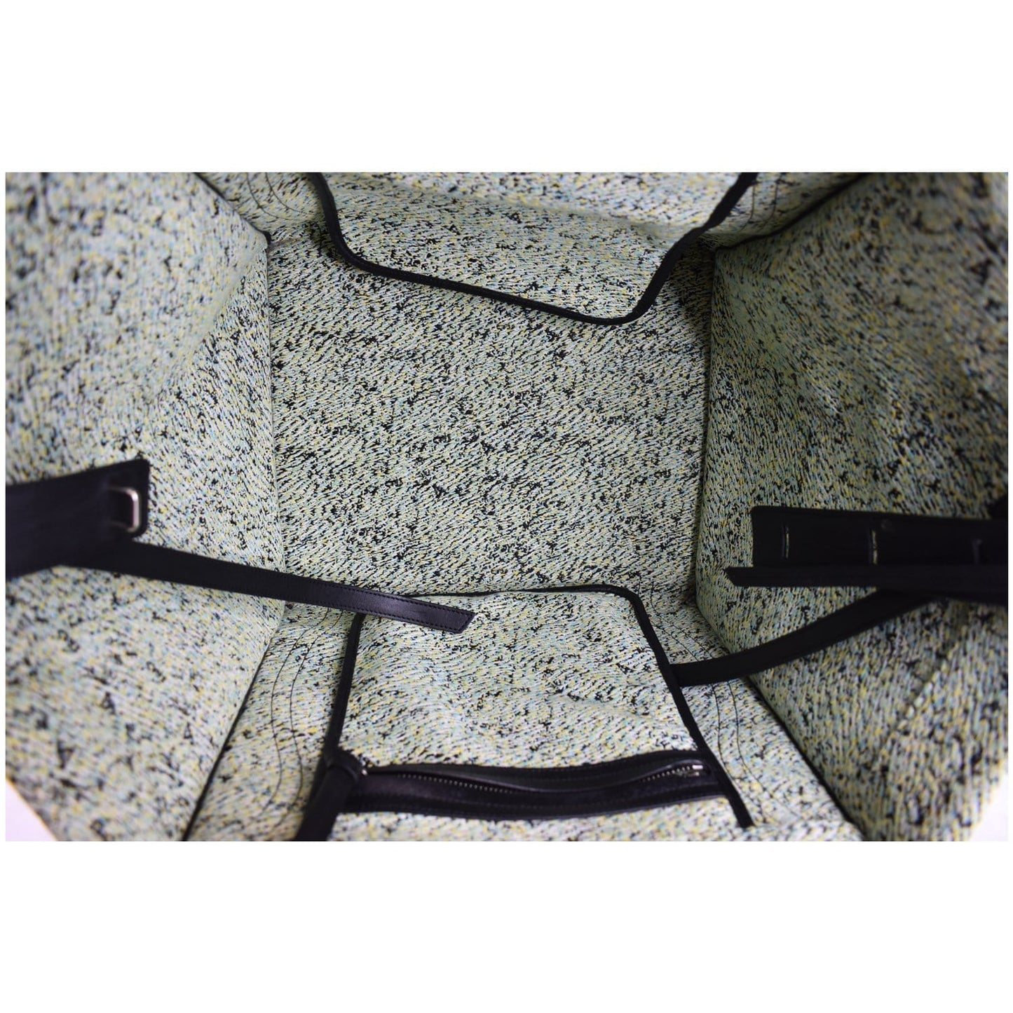 CELINE Phantom Luggage Fuzzy Jacquard Leather Tote Bag Mint