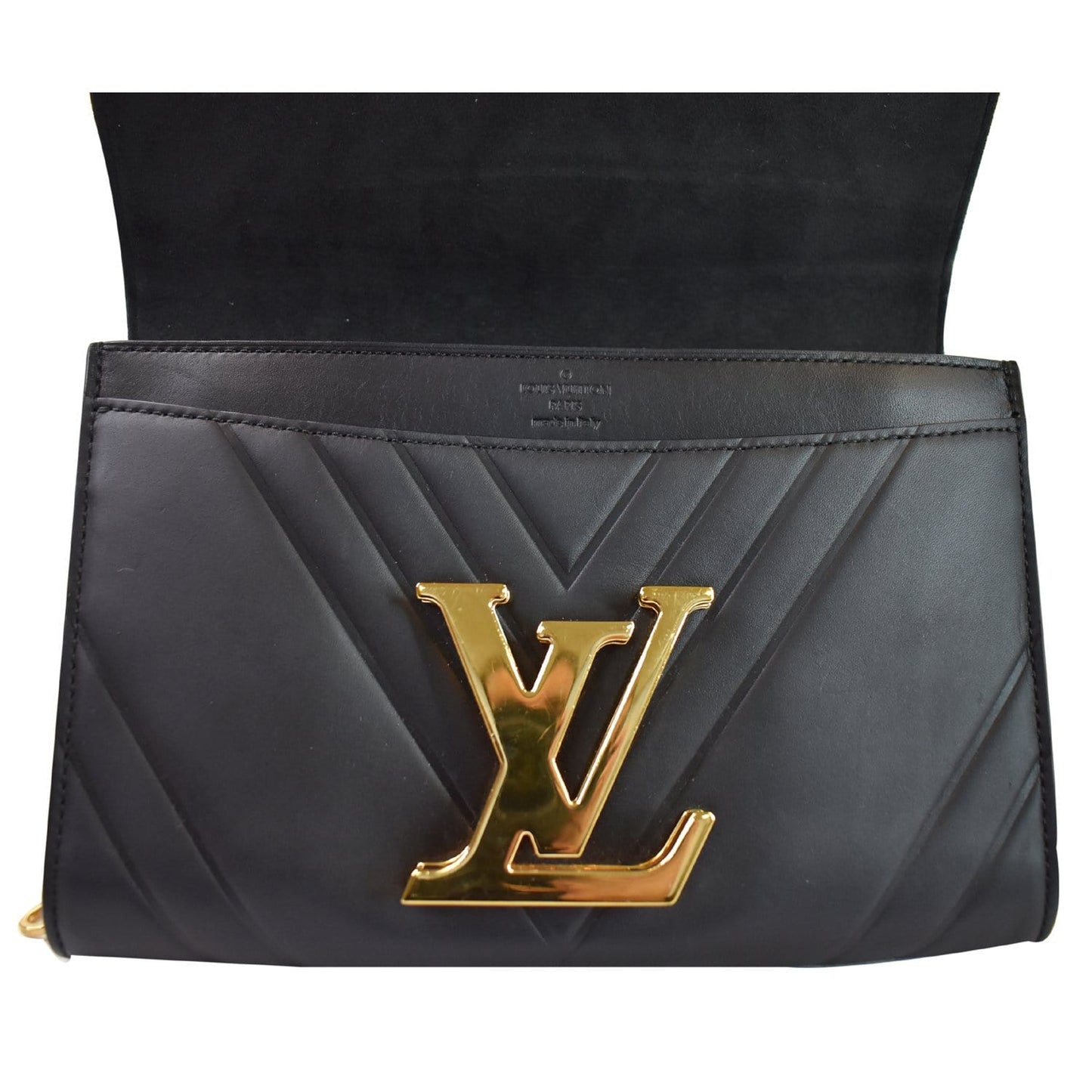 LOUIS VUITTON Airy V Louise GM Calfskin Pochette Chain Shoulder Bag Black