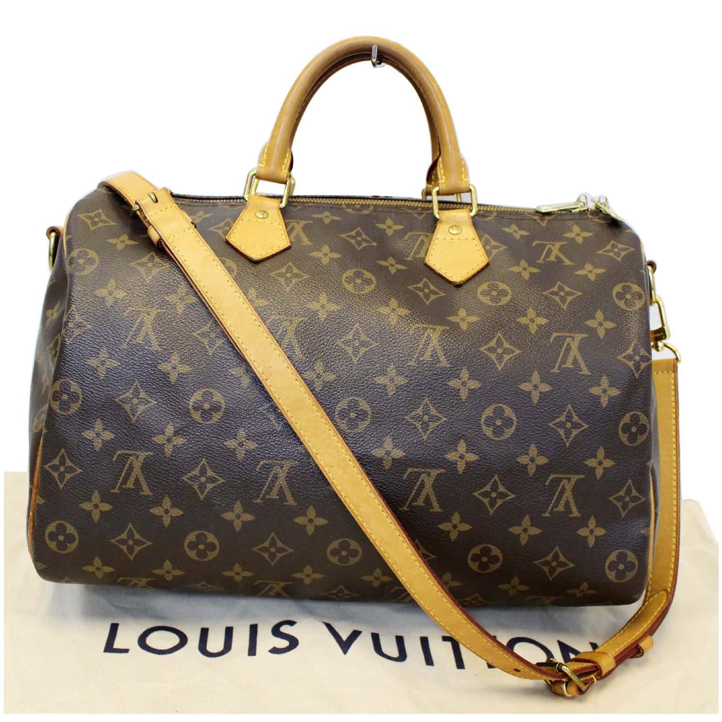 LOUIS VUITTON Speedy 35 Bandouliere Monogram Canvas Shoulder Bag Brown