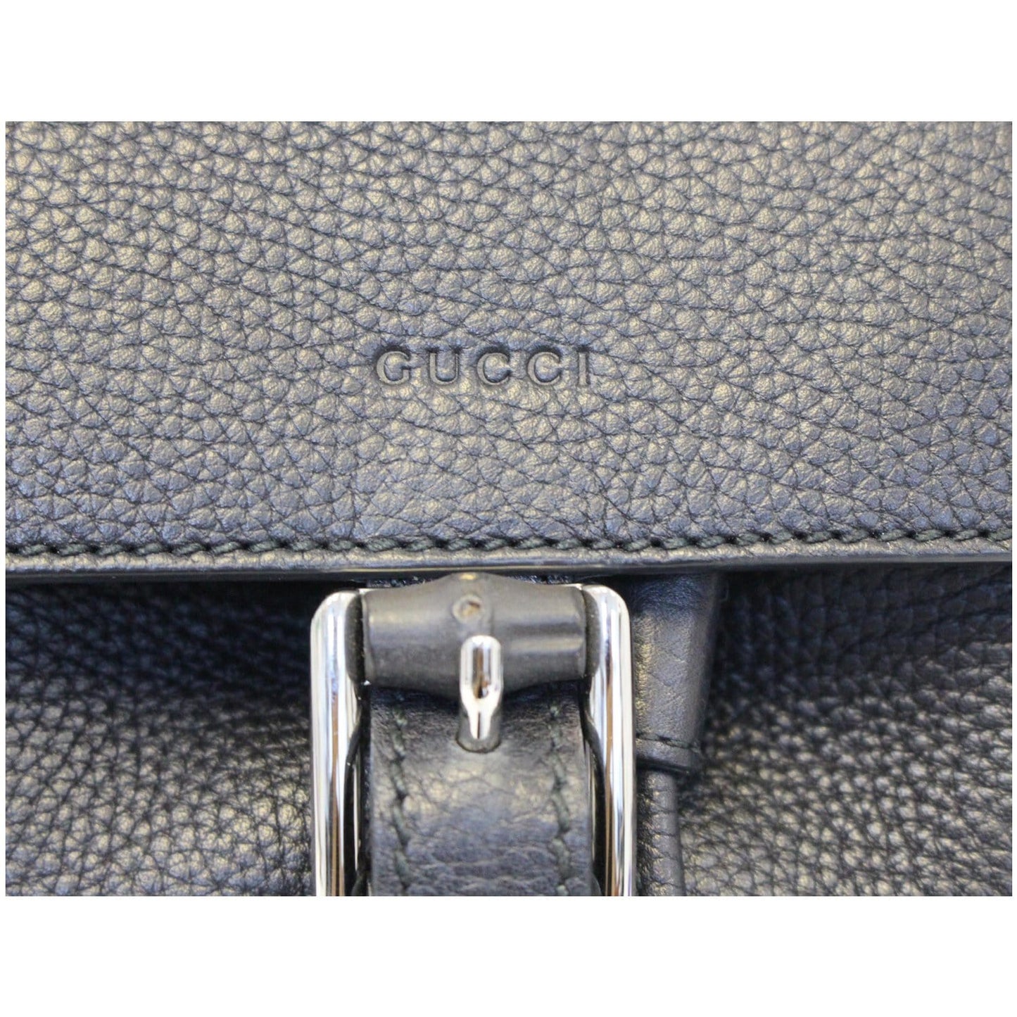 GUCCI Bamboo Pebbled Leather Backpack Bag Black - Last Call